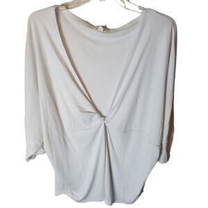 Silence + Noise White Twist Front V-Neck Blouse, Medium